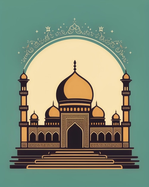 PSD mosque illustration 2d