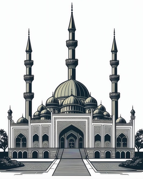 PSD illustrazione della moschea 2d