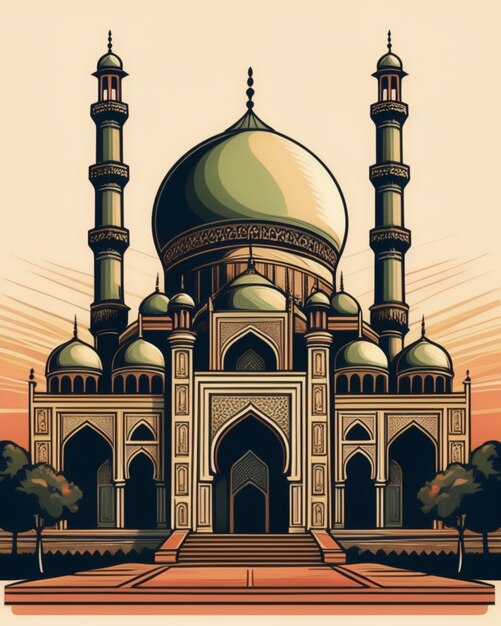 PSD illustrazione della moschea 2d