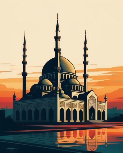 PSD mosque illustration 2d