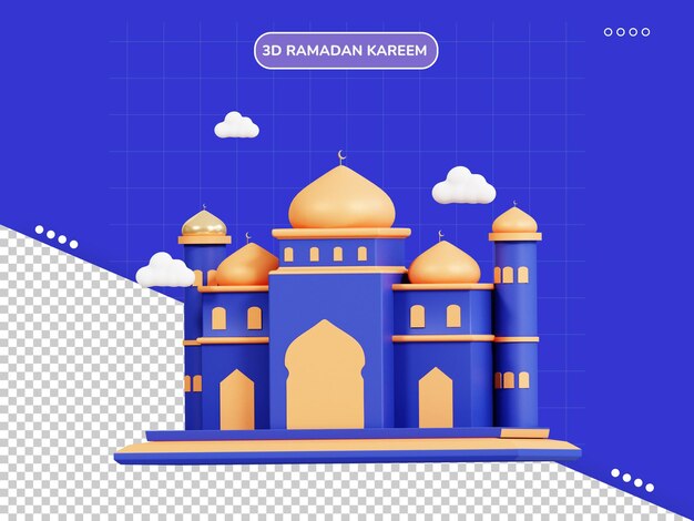 Mosque on moon 3d icon