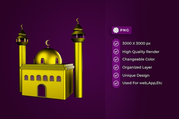 Mosque Ramadan icon 3d render illustration