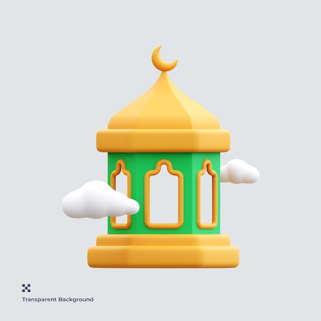 PSD mosque tower 3d illustration