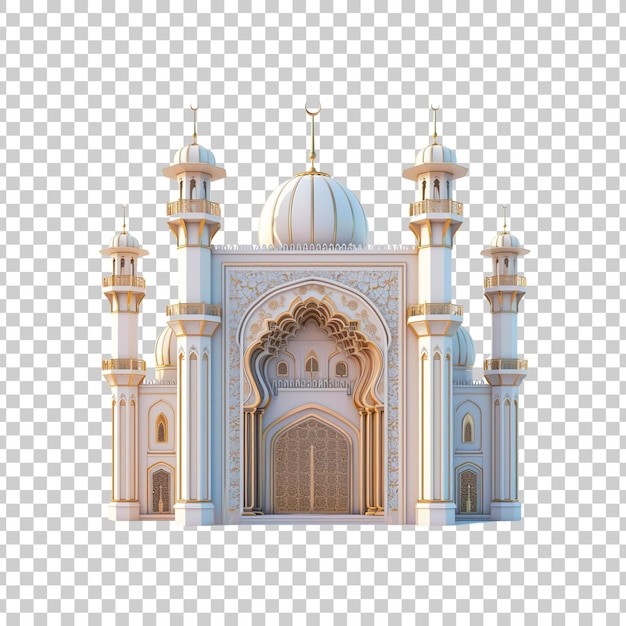 PSD Мечеть с исламской архитектурой, изолированная на прозрачном фоне