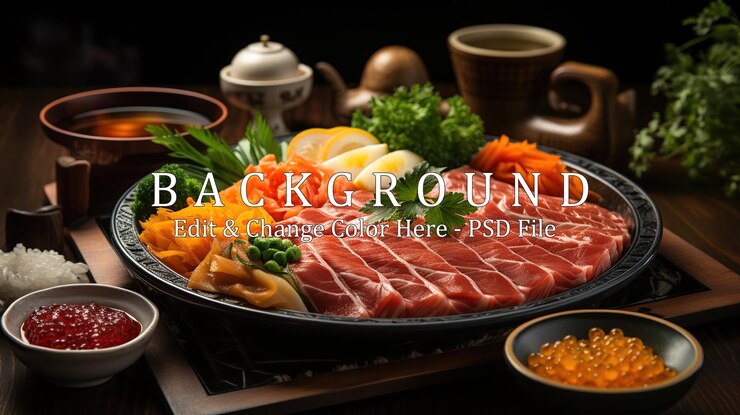 PSD 最美味的shabushabu肉 shabushabu或sukiyaki牛肉片在盘子上