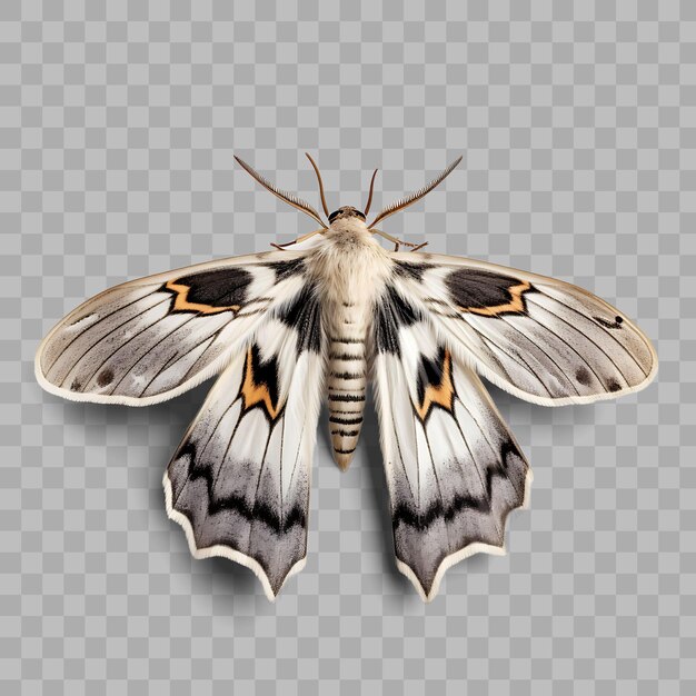 PSD a moth is shown with a yellow and black markings