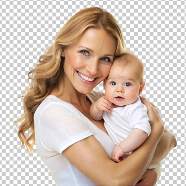 PSD mother carrying baby transparent background