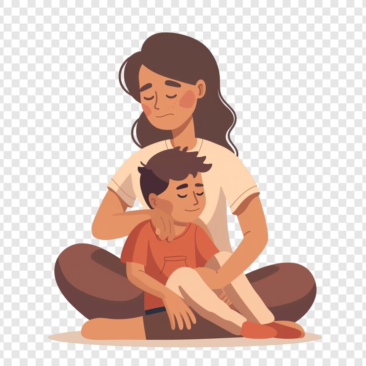 PSD mother comforting her son
