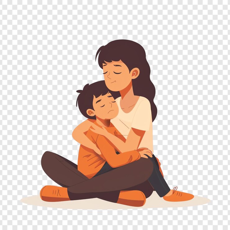 PSD mother comforting son