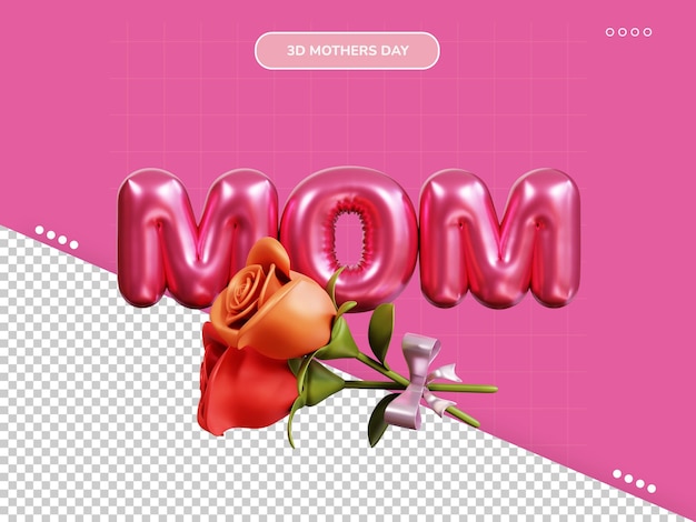 PSD 어머니 날 꽃 3d 아이콘