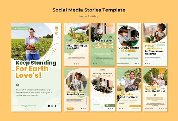 PSD mother earth day instagram stories template with photo