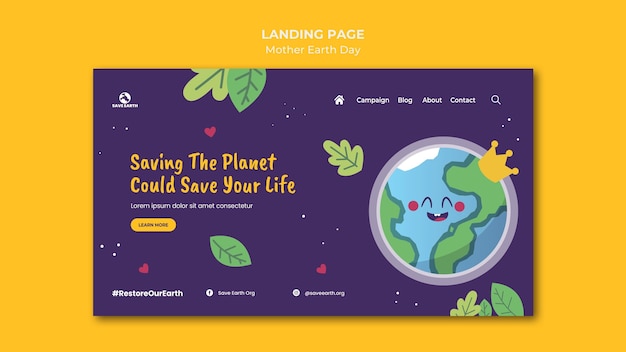Mother earth day landing page