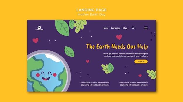 Mother earth day landing page