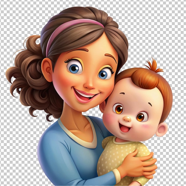 PSD mother holding baby son happy mothers day greeting card vector illustration