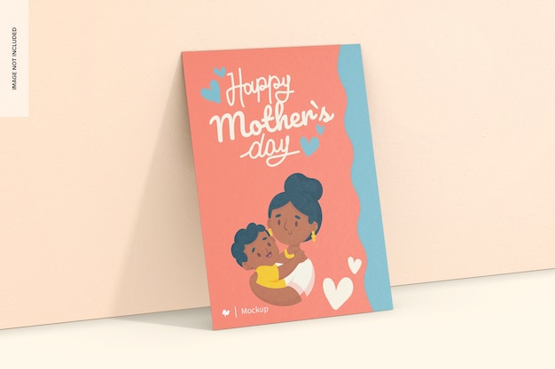 Mother's day bi fold card mockup leaned