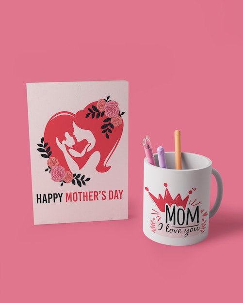 PSD mother's day card concept with mock-up