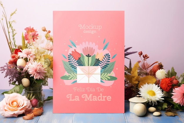 PSD mother's day card mockup design