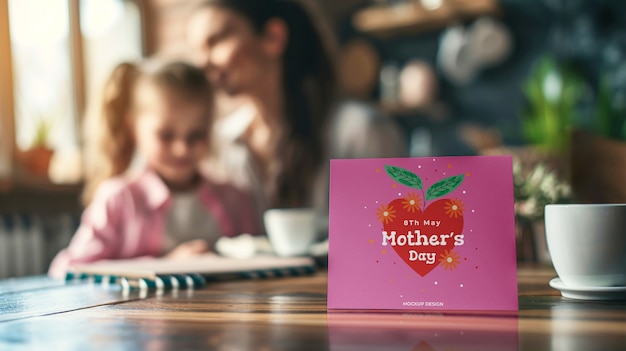 PSD mother's day card mockup design