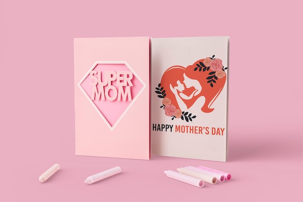 PSD mother's day celebration card with mock-up