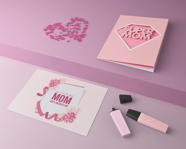 PSD mother's day celebration card with mock-up