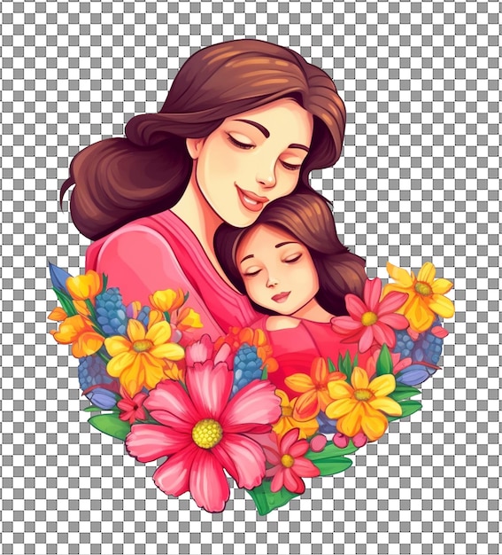 PSD mother's day concept sticker isolated on transparent background