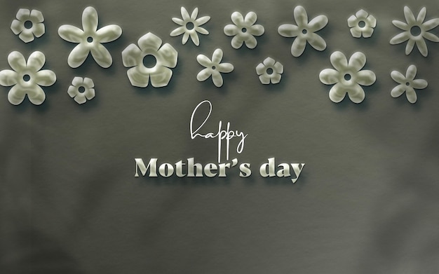 PSD mother's day greeting card with 3d floral background