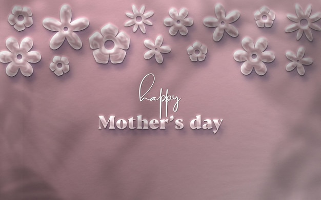 PSD mother's day greeting card with 3d floral background