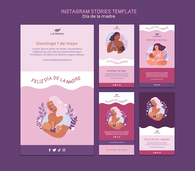 Raccolta di storie di instagram per la festa della mamma in spagnolo