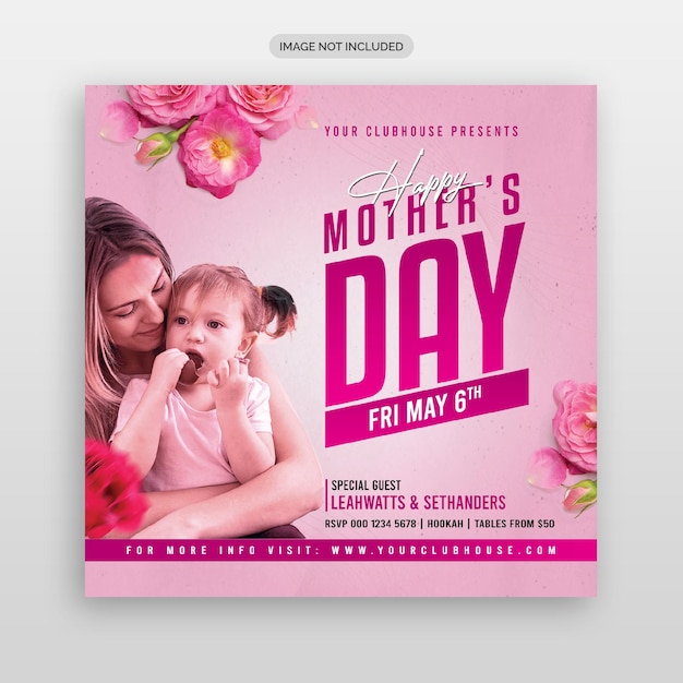 Mother's day instagram web banner party poster psd