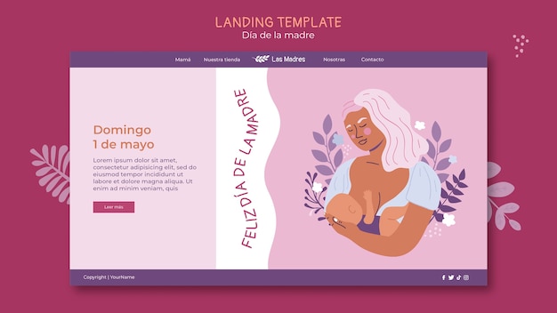 Mother's day landing page template in spanish