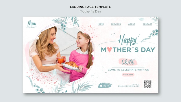 PSD mother's day landing page template