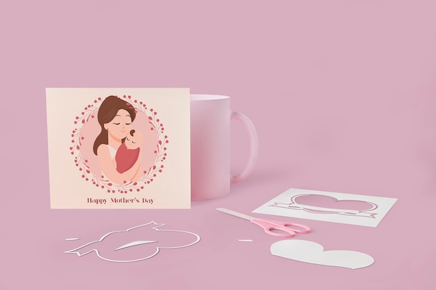 PSD mother's day love card with mock-up concept