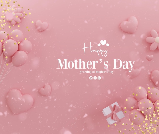 Mother's Day modern background with decoration elements 3d rendering illustration