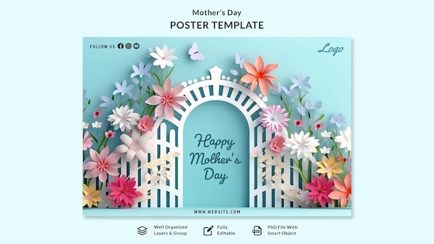 A mother's day poster template with flowers on it