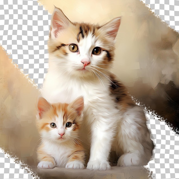 PSD mother s kitten white with brown spots transparent background