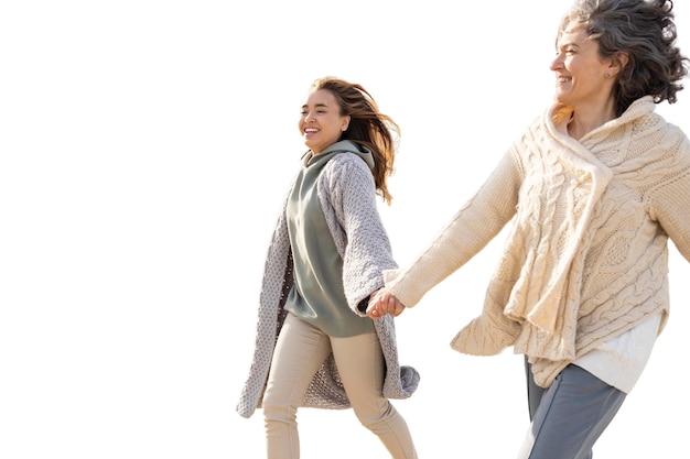 Mother spending time outdoors with her daughter