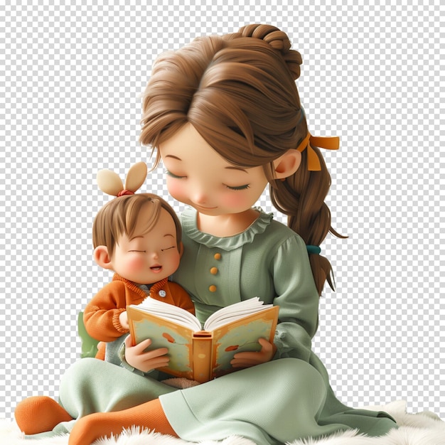 PSD mother with child isolated on transparent background