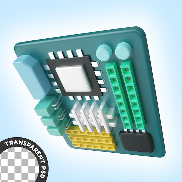 PSD motherboard 3d illustration icon