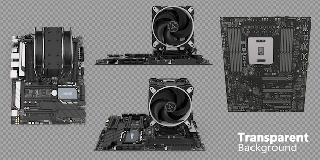 PSD motherboard on transparent background