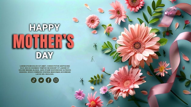 PSD mothers day 3d render card