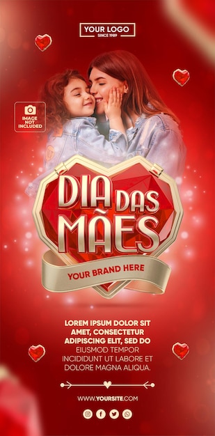 mothers day banner in brazil 3d render template design