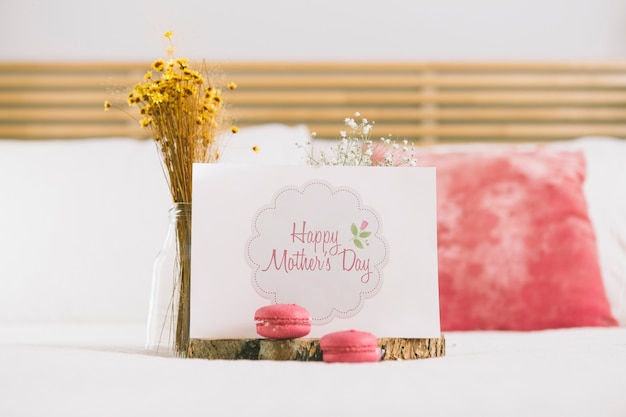 Mothers day card mockup with flowers