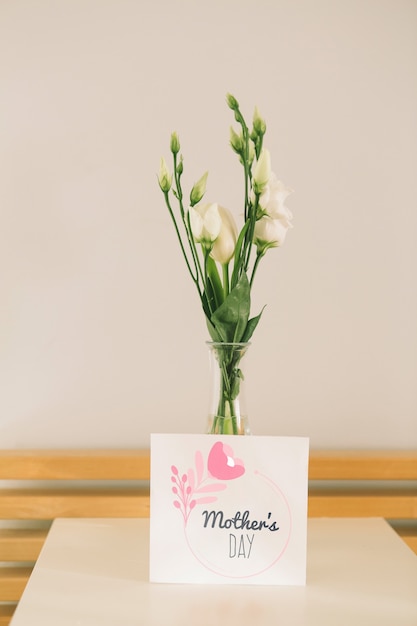 Mothers day card mockup with flowers