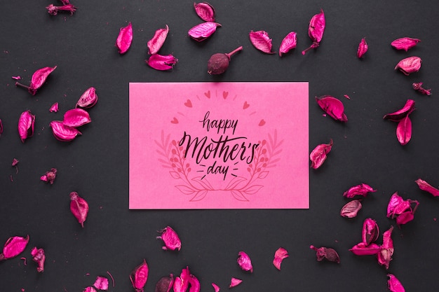 Mothers day card mockup with flowers