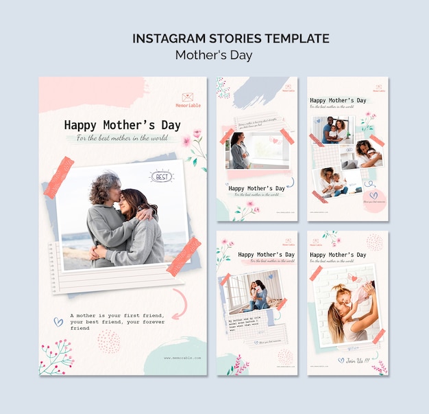 PSD raccolta di storie di instagram per la festa della mamma