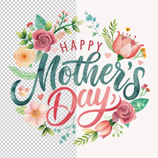 PSD mothers day floral text on transparent background