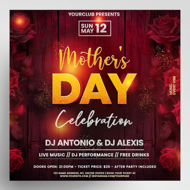 PSD mothers day flyer template instagram event