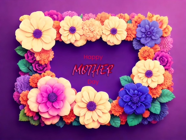 PSD mothers day greeting card design with floral flower