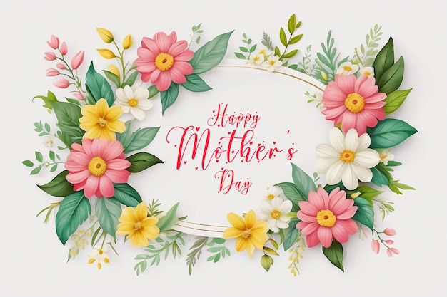 Mothers day greeting card floral background with decorative cute flowers