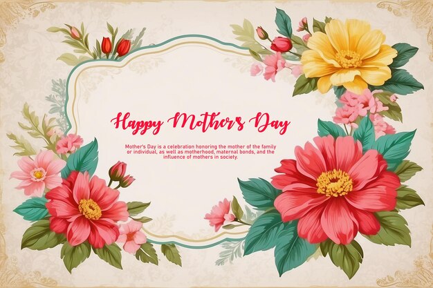 Mothers day greeting card floral background with decorative cute flowers